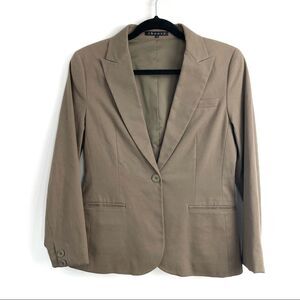 Theory Tan Single Button Cotton Blend Blazer Sz